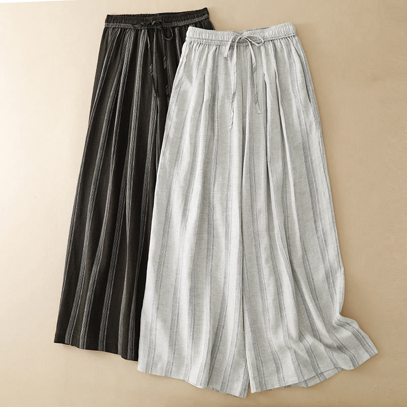 Nimara Ritual Summer Casual Minimalist Drawstring Striped Long Pants Women's Wide Leg Pants With Pocket
