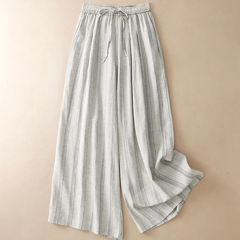 Nimara Ritual Summer Casual Minimalist Drawstring Striped Long Pants Women's Wide Leg Pants With Pocket