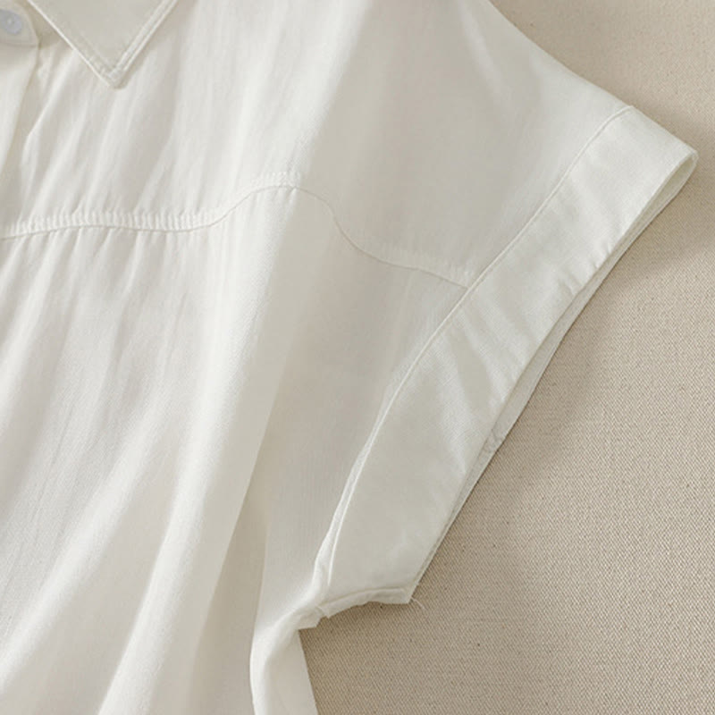 Nimara Ritual Summer Casual Minimalist Button-Up Solid Women's Short Sleeve Shirts