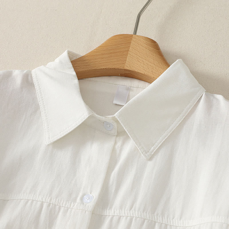 Nimara Ritual Summer Casual Minimalist Button-Up Solid Women's Short Sleeve Shirts