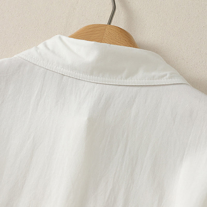 Nimara Ritual Summer Casual Minimalist Button-Up Solid Women's Short Sleeve Shirts