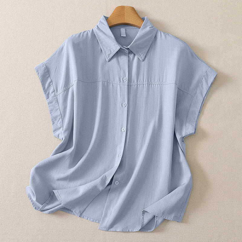 Nimara Ritual Summer Casual Minimalist Button-Up Solid Women's Short Sleeve Shirts