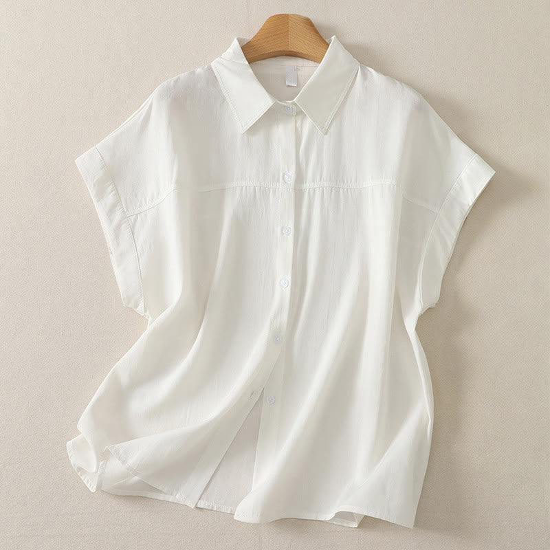 Nimara Ritual Summer Casual Minimalist Button-Up Solid Women's Short Sleeve Shirts