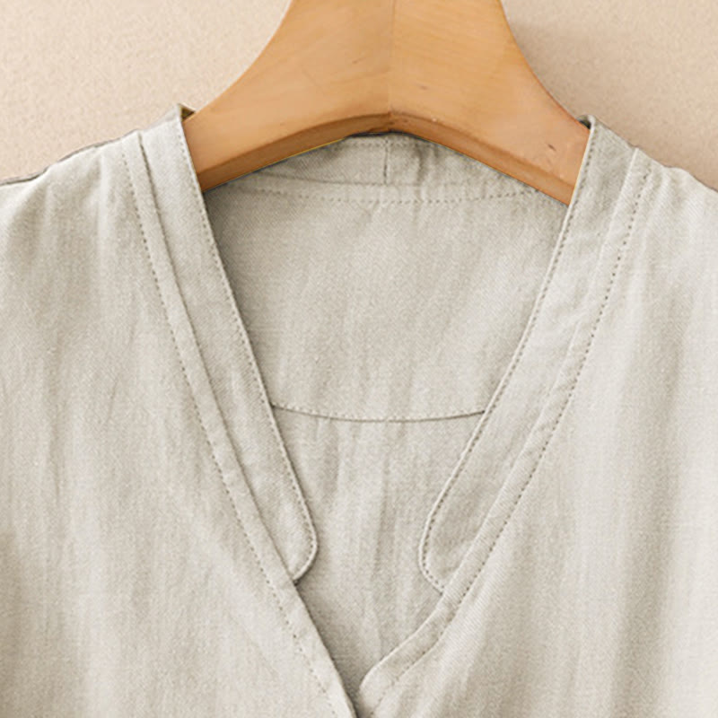 Nimara Ritual Summer Casual Minimalist V-Neck Button-Up Solid Tank Top Women's Sleeveless Shirts