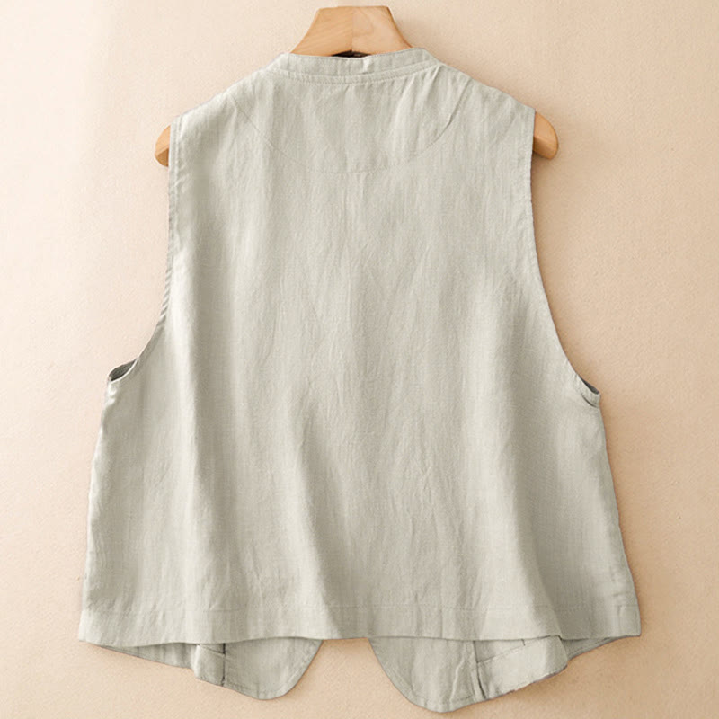 Nimara Ritual Summer Casual Minimalist V-Neck Button-Up Solid Tank Top Women's Sleeveless Shirts