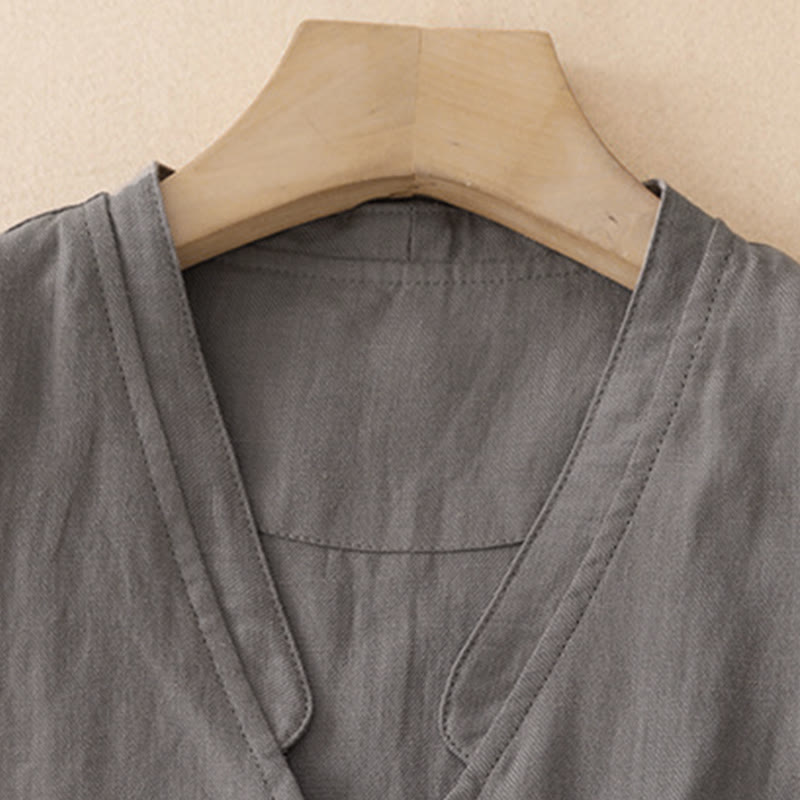 Nimara Ritual Summer Casual Minimalist V-Neck Button-Up Solid Tank Top Women's Sleeveless Shirts
