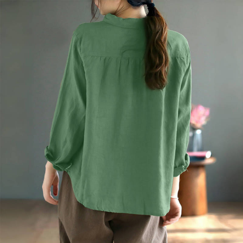 Nimara Ritual Spring Embroidery Long Sleeve Colorful Button Label Women's Shirt