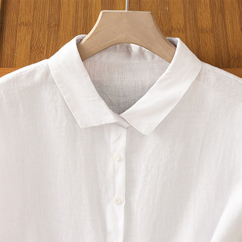 Nimara Ritual Summer Plain Color Button Short Sleeve Women's Shirt
