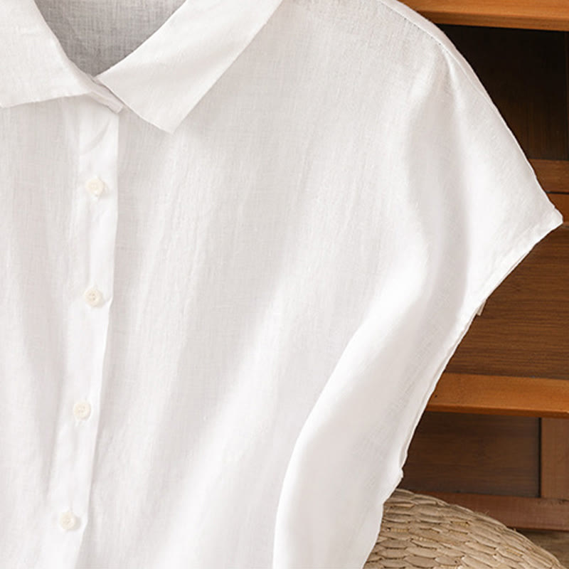 Nimara Ritual Summer Plain Color Button Short Sleeve Women's Shirt