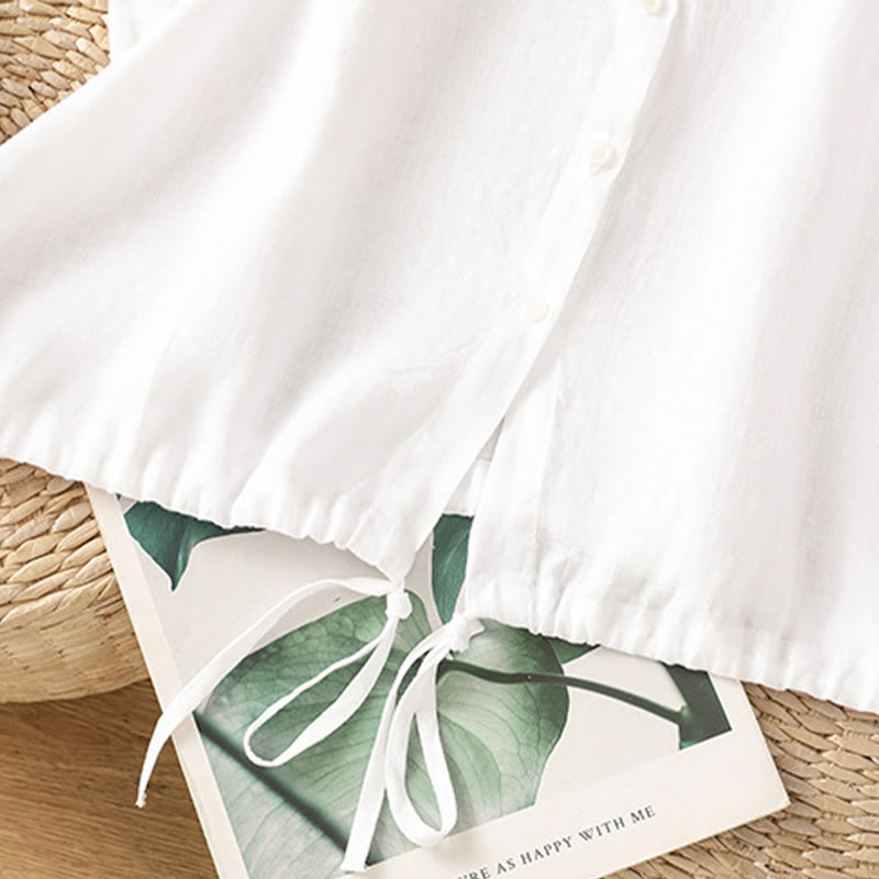 Nimara Ritual Summer Plain Color Button Short Sleeve Women's Shirt