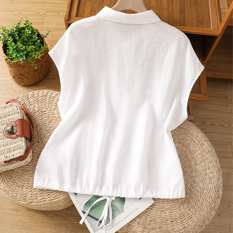 Nimara Ritual Summer Plain Color Button Short Sleeve Women's Shirt