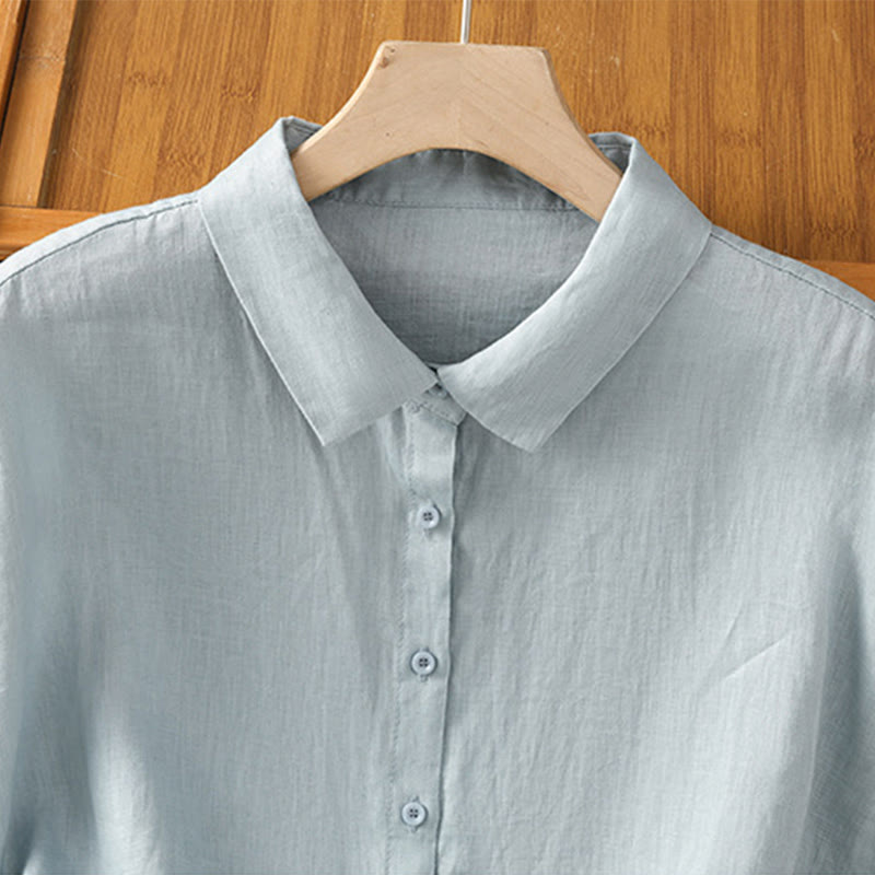 Nimara Ritual Summer Plain Color Button Short Sleeve Women's Shirt
