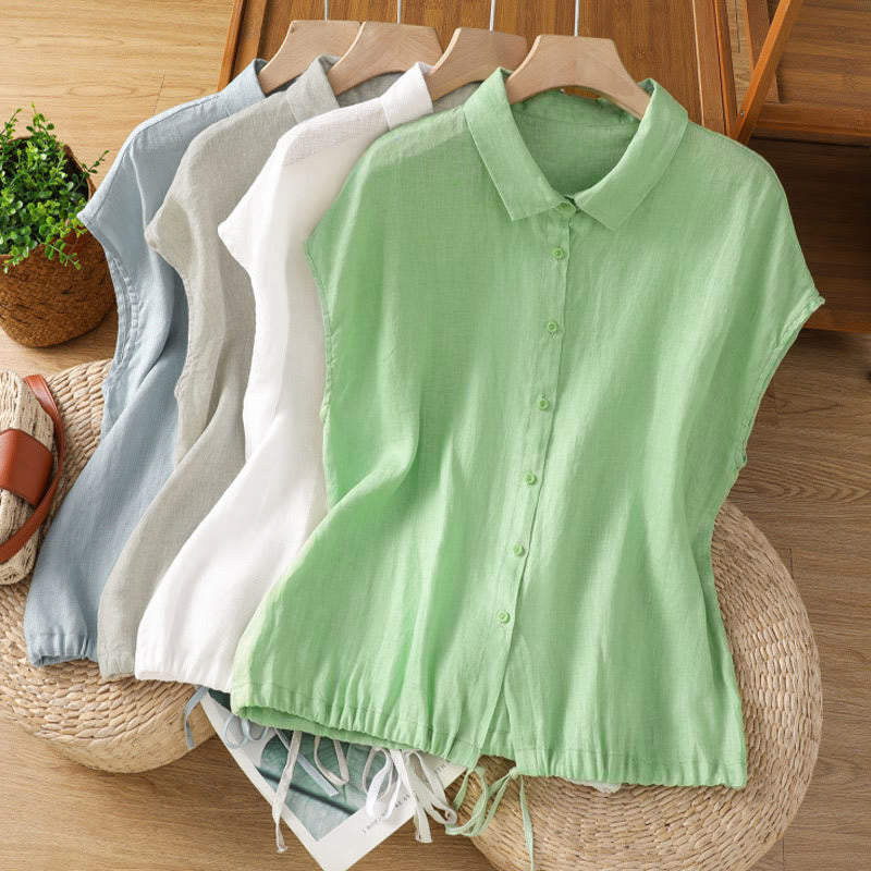 Nimara Ritual Summer Plain Color Button Short Sleeve Women's Shirt