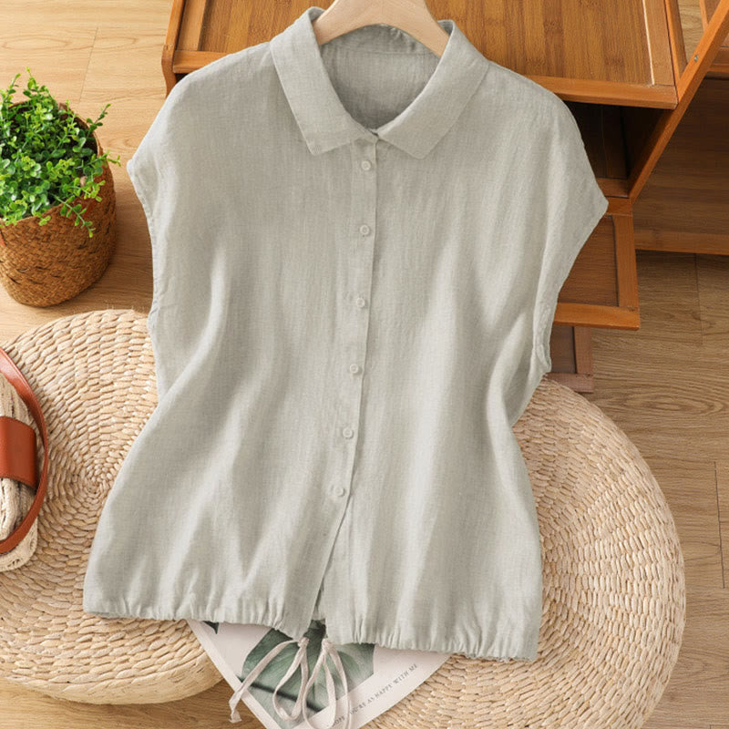 Nimara Ritual Summer Plain Color Button Short Sleeve Women's Shirt