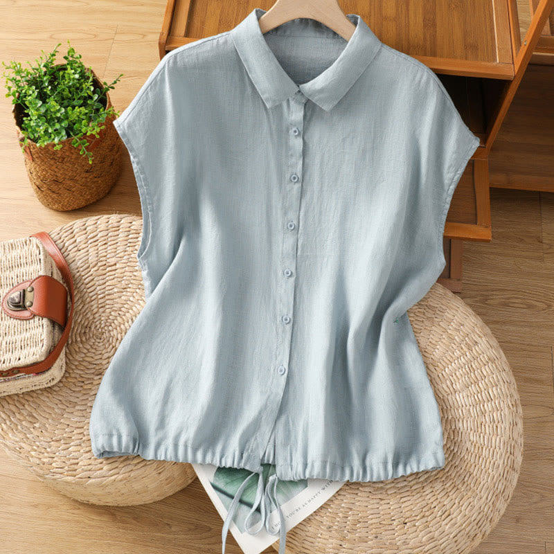 Nimara Ritual Summer Plain Color Button Short Sleeve Women's Shirt