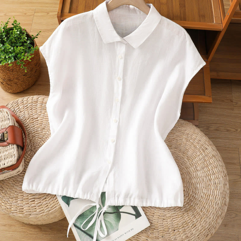 Nimara Ritual Summer Plain Color Button Short Sleeve Women's Shirt