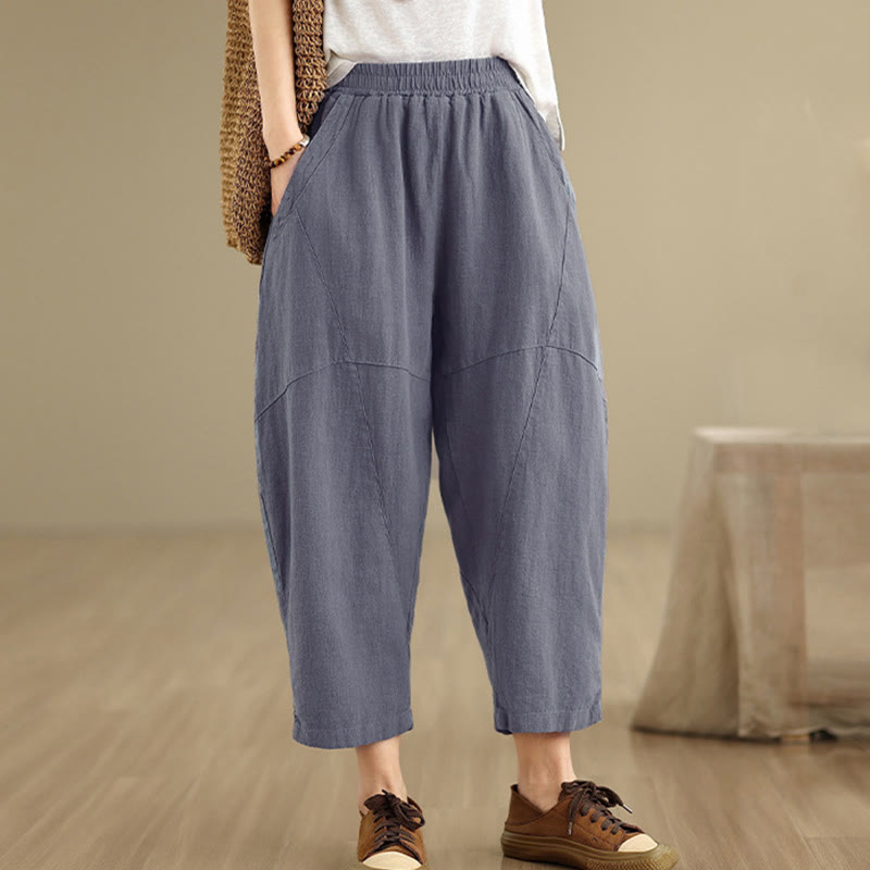 Nimara Ritual Spring 7-8 Length Solid Color Women's Harem Pants With Pockets