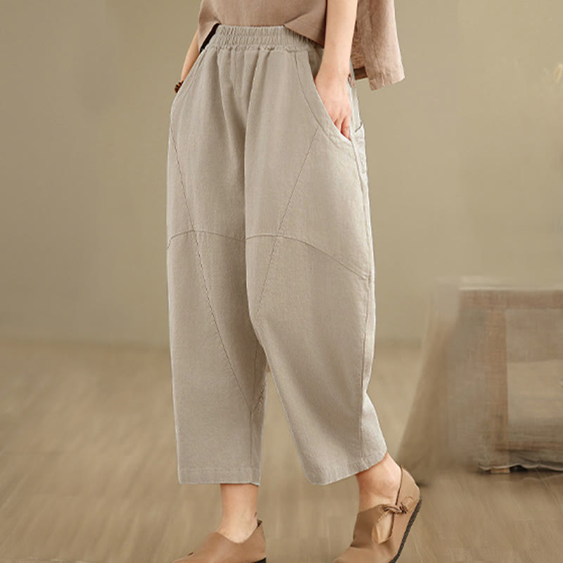 Nimara Ritual Spring 7-8 Length Solid Color Women's Harem Pants With Pockets