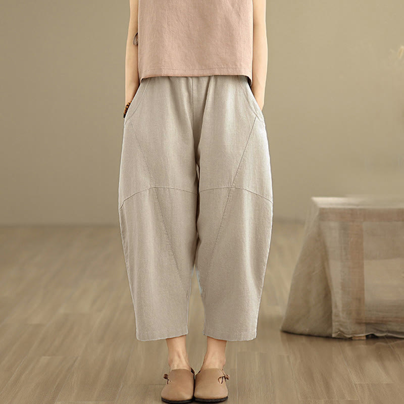Nimara Ritual Spring 7-8 Length Solid Color Women's Harem Pants With Pockets
