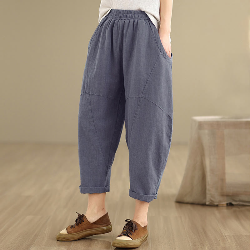 Nimara Ritual Spring 7-8 Length Solid Color Women's Harem Pants With Pockets