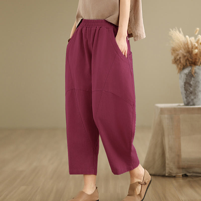 Nimara Ritual Spring 7-8 Length Solid Color Women's Harem Pants With Pockets