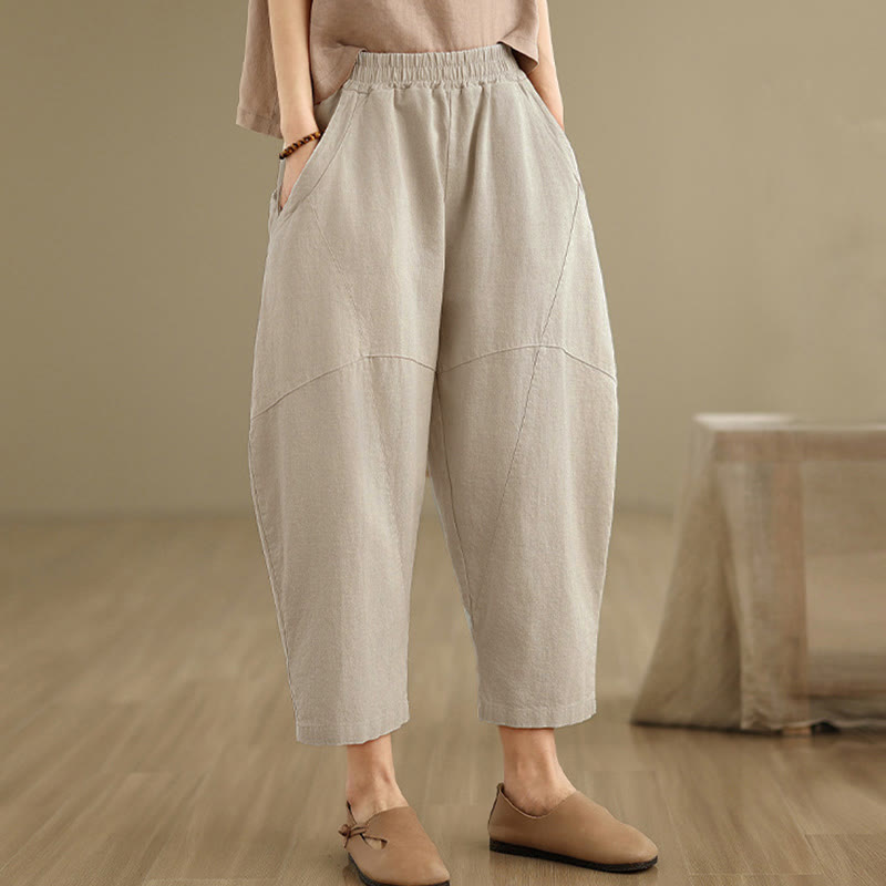 Nimara Ritual Spring 7-8 Length Solid Color Women's Harem Pants With Pockets