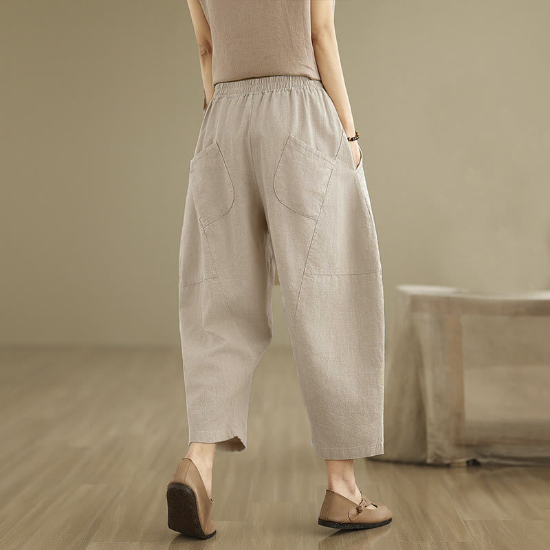 Nimara Ritual Spring 7-8 Length Solid Color Women's Harem Pants With Pockets