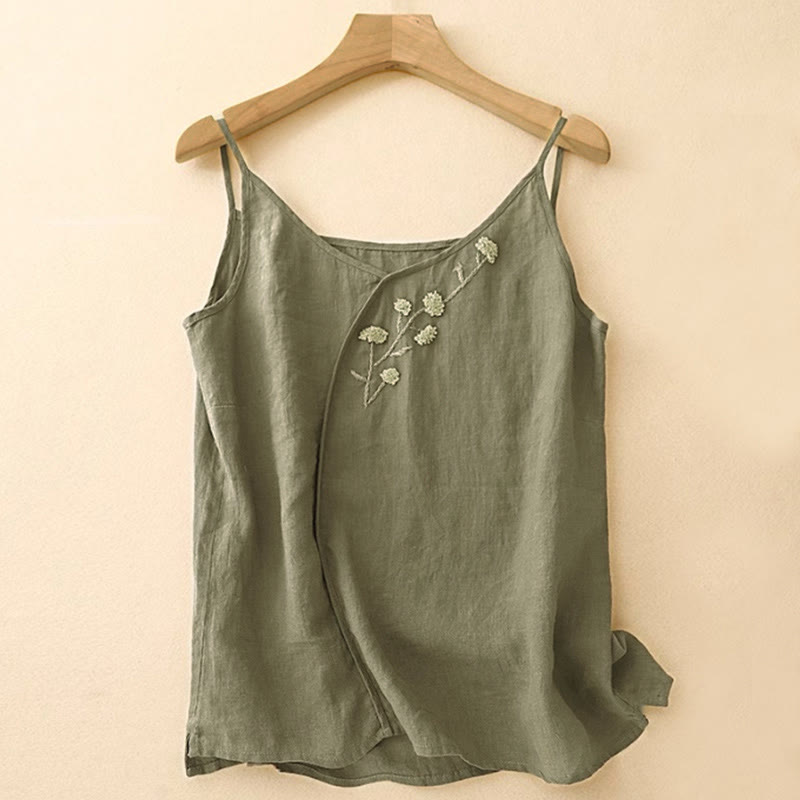 Nimara Ritual Ethnic Embroidery Asymmetrical Design Women's Sleeveless Vest