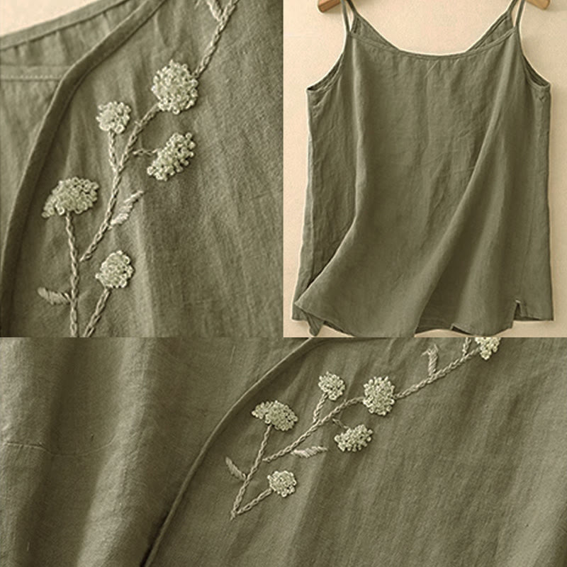 Nimara Ritual Ethnic Embroidery Asymmetrical Design Women's Sleeveless Vest
