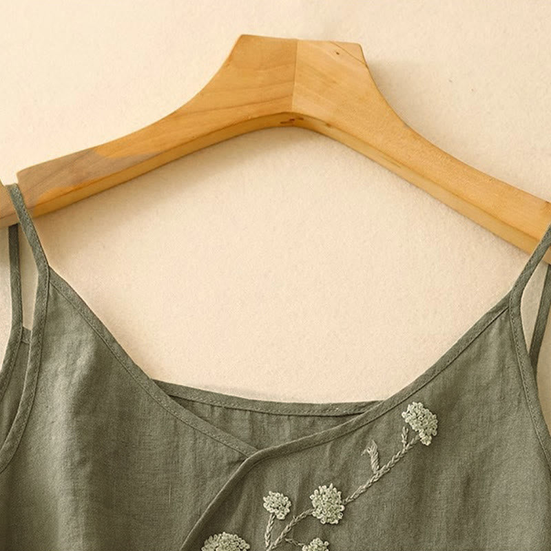 Nimara Ritual Ethnic Embroidery Asymmetrical Design Women's Sleeveless Vest