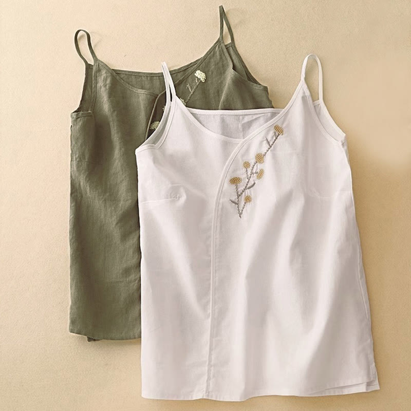Nimara Ritual Ethnic Embroidery Asymmetrical Design Women's Sleeveless Vest