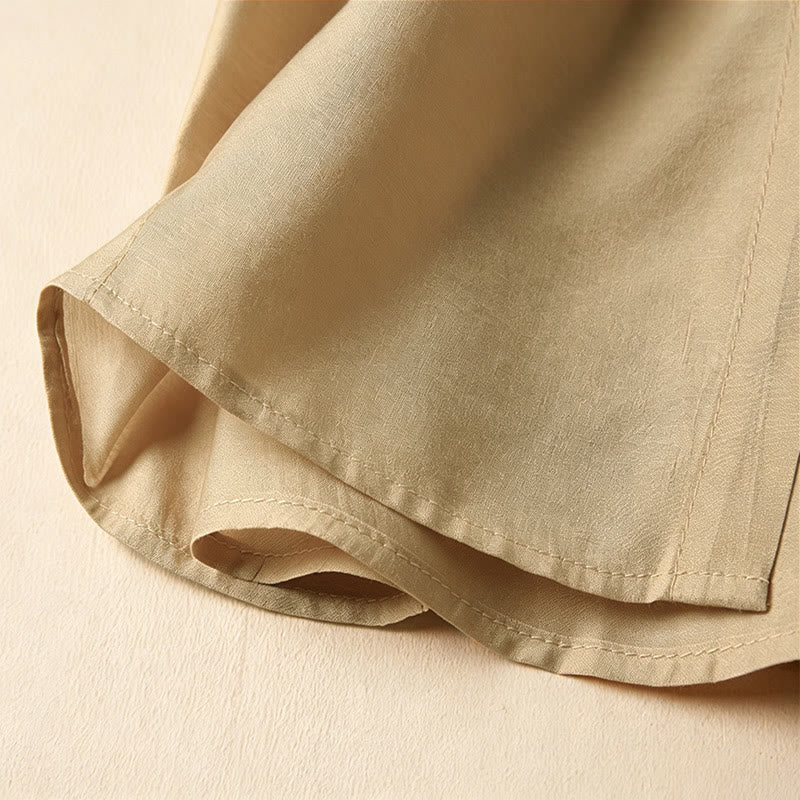 Nimara Ritual Summer Elegant Vintage Button-up Solid Front Pleated Ruffle Women's Short Sleeve Shirts