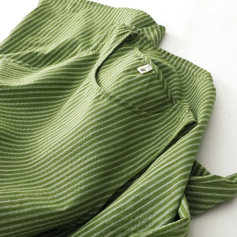 Nimara Ritual Summer Casual Elegant Green Striped Crew Neck Women's Summer Sleeveless Dress