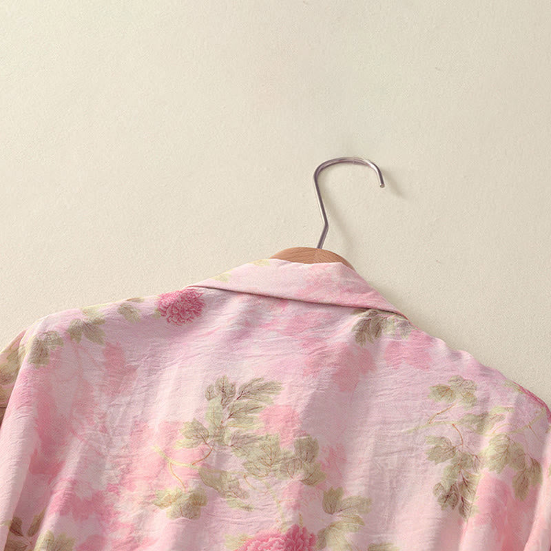 Nimara Ritual Summer Boho Button-Up Floral Women's Short Sleeve Shirts