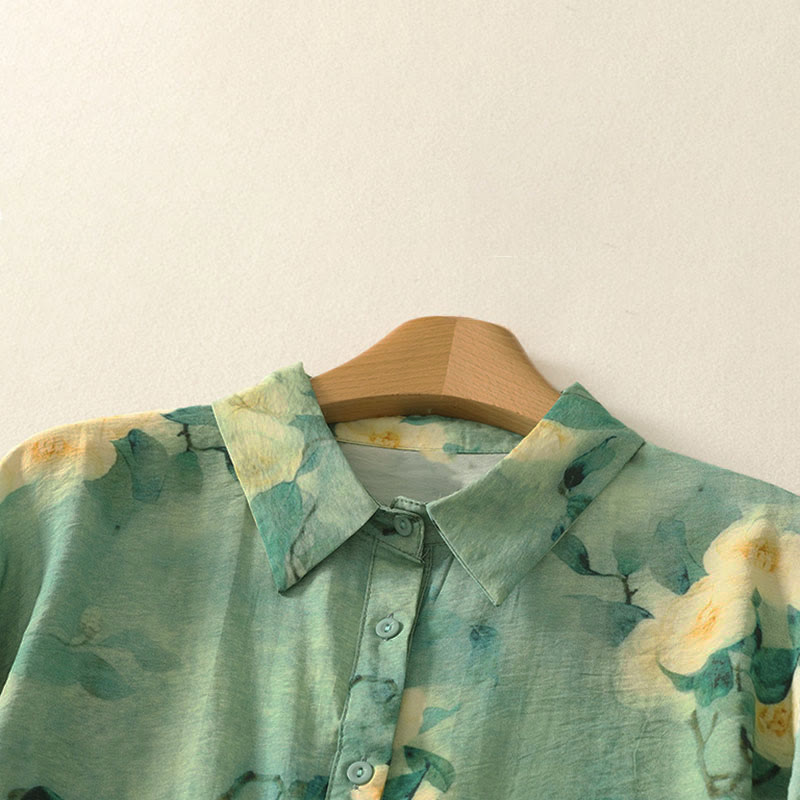 Nimara Ritual Summer Boho Button-Up Floral Women's Short Sleeve Shirts