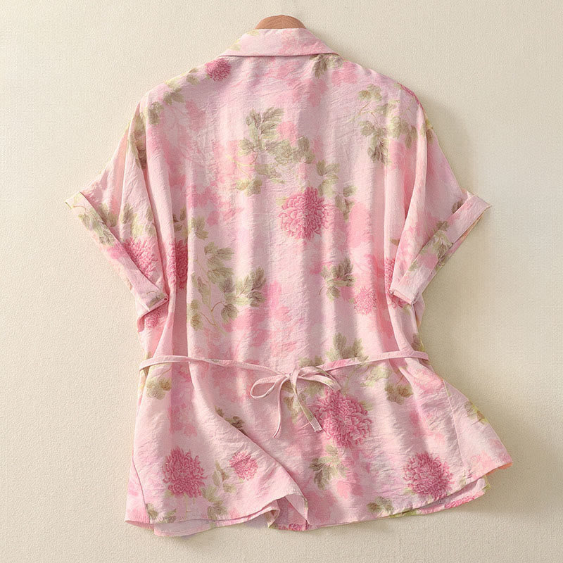 Nimara Ritual Summer Boho Button-Up Floral Women's Short Sleeve Shirts
