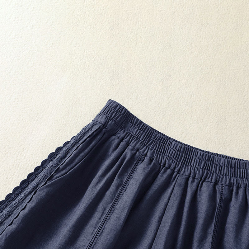 Nimara Ritual Summer Casual Boho Solid Decorative Side Lace Women's Shorts With Pockets