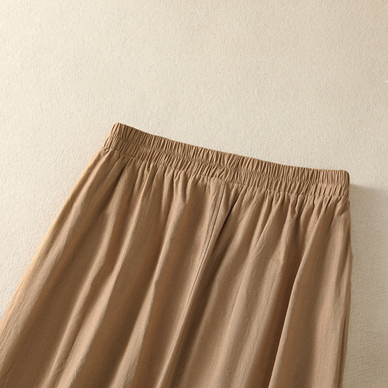 Nimara Ritual Summer Casual Boho Button-Up Solid Women's Skirts With Pockets