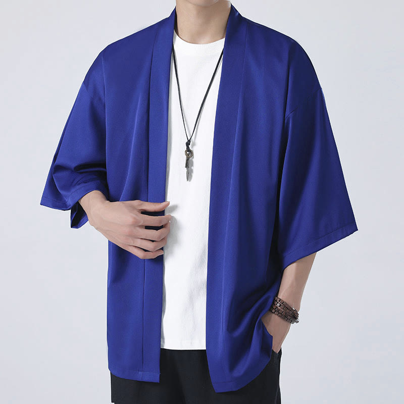 Nimara Ritual Solid Color Open Front Jacket Men's Kimono