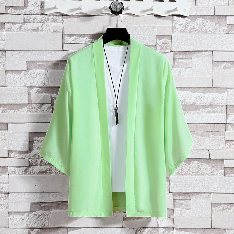 Nimara Ritual Solid Color Open Front Jacket Men's Kimono