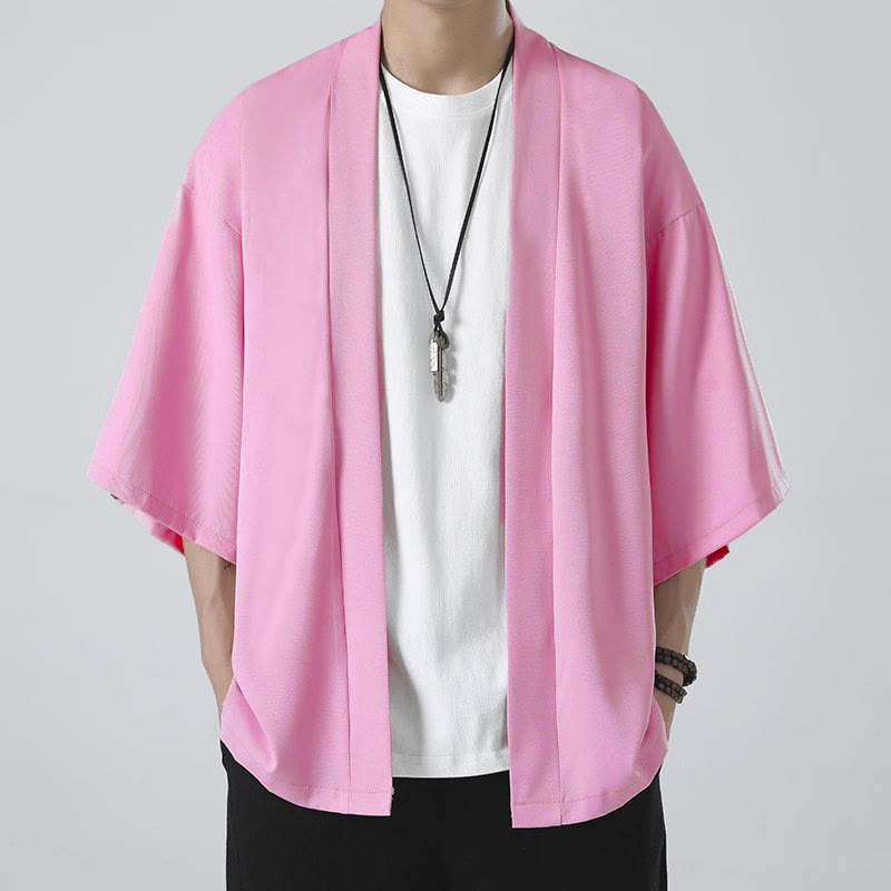 Nimara Ritual Solid Color Open Front Jacket Men's Kimono