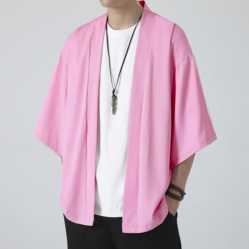 Nimara Ritual Solid Color Open Front Jacket Men's Kimono