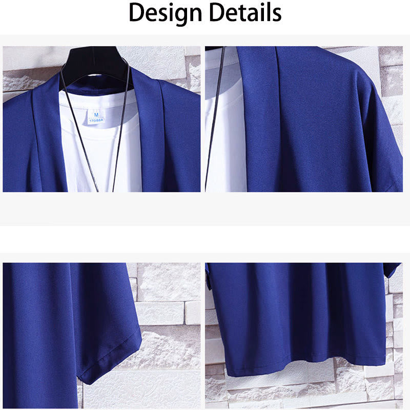 Nimara Ritual Solid Color Open Front Jacket Men's Kimono