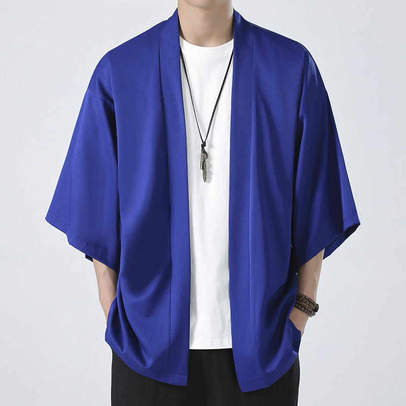 Nimara Ritual Solid Color Open Front Jacket Men's Kimono