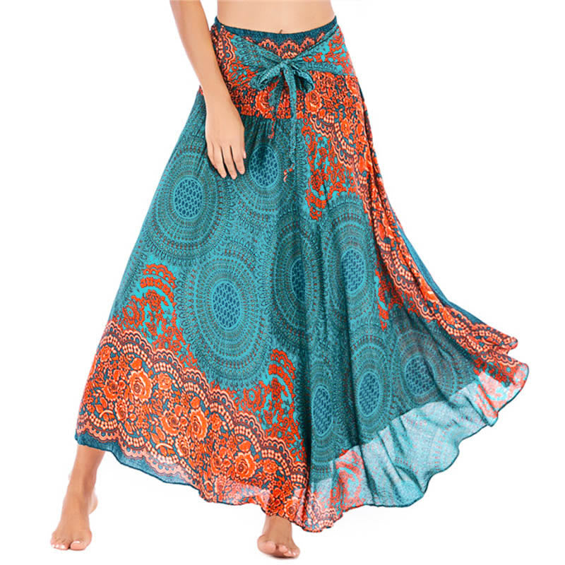Nimara Ritual Two Style Wear Bohemian Compass Rose Flower Lace-up Skirt Dress