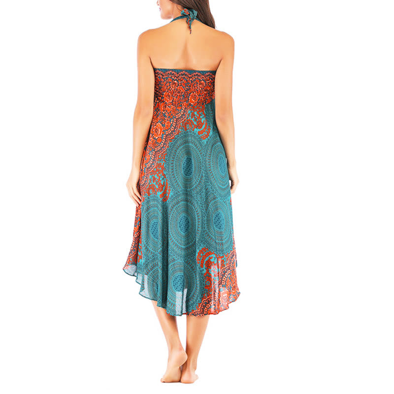 Nimara Ritual Two Style Wear Bohemian Compass Rose Flower Lace-up Skirt Dress
