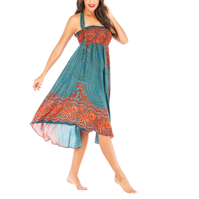 Nimara Ritual Two Style Wear Bohemian Compass Rose Flower Lace-up Skirt Dress