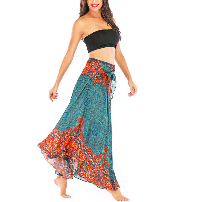 Nimara Ritual Two Style Wear Bohemian Compass Rose Flower Lace-up Skirt Dress