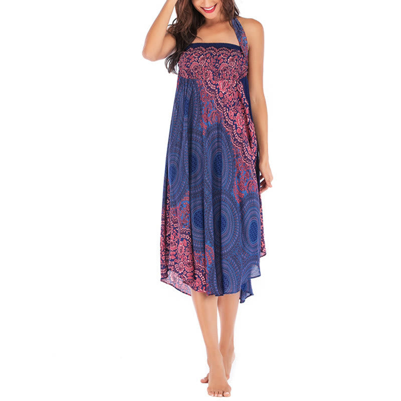 Nimara Ritual Two Style Wear Bohemian Compass Rose Flower Lace-up Skirt Dress