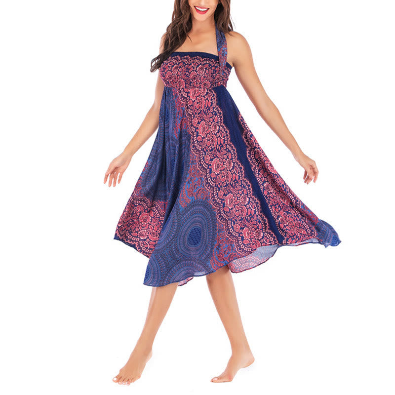 Nimara Ritual Two Style Wear Bohemian Compass Rose Flower Lace-up Skirt Dress